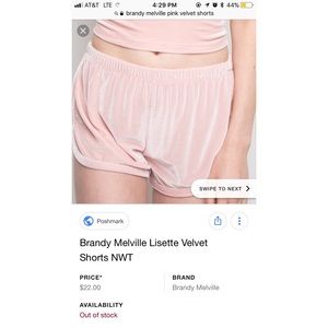 Brandy Melville Lisette Velvet Shorts